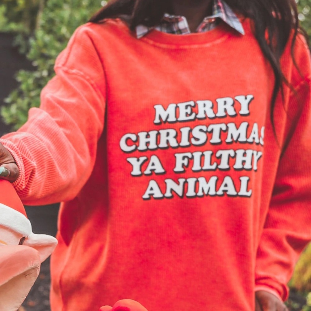 Merry Christmas Ya Filthy Animal Ribbed Sweatshirt